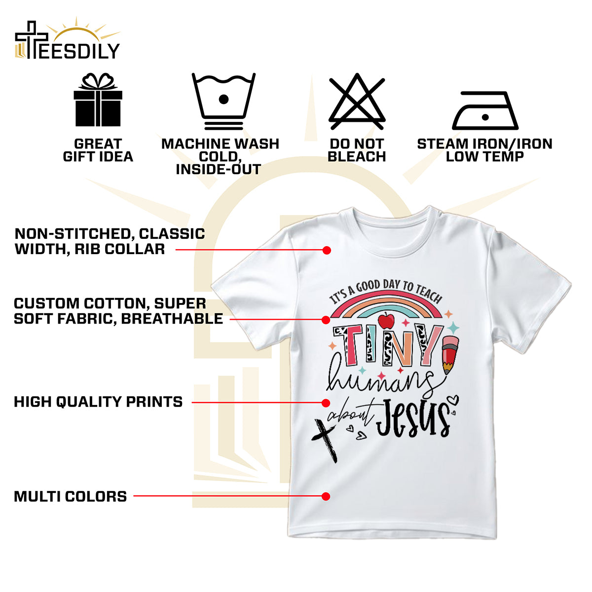 Teesdily | Jesus Teacher Shirt, It's A Good Day To Teach Tiny Humans About Jesus Tee Sweatshirt Hoodie Mug, Jesus Lovers Gifts, Teaching Gifts