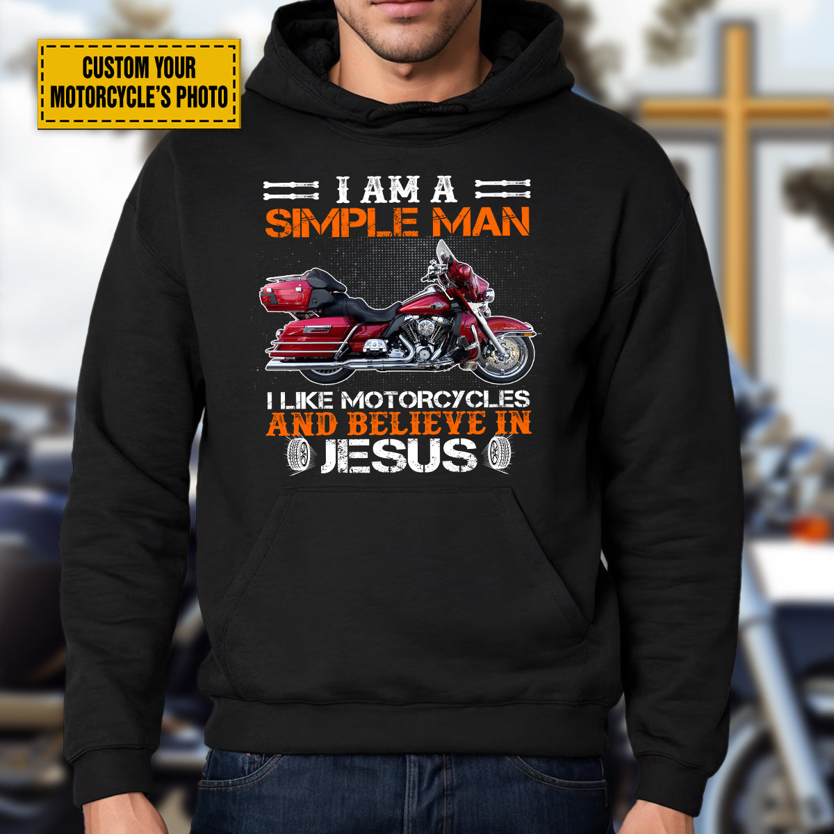 Teesdily | Customized Christian Biker Graphic Men's Shirt, I Like Motorcycles And Believe In Jesus Tee Sweatshirt Hoodie Mug, Christian Biker Gifts