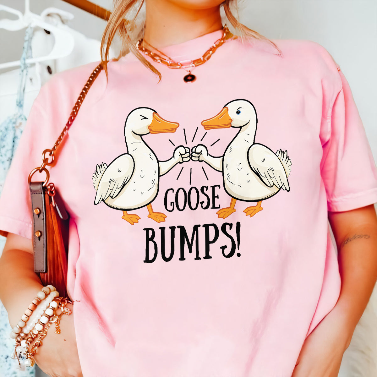 Teesdily | Goose Bumps Shirt, Silly Goose T-shirt, Funny Goose Sweatshirt Hoodie Mug, Goose Lover Tee, Funny Goose Couple, Sarcastic Goose Gifts