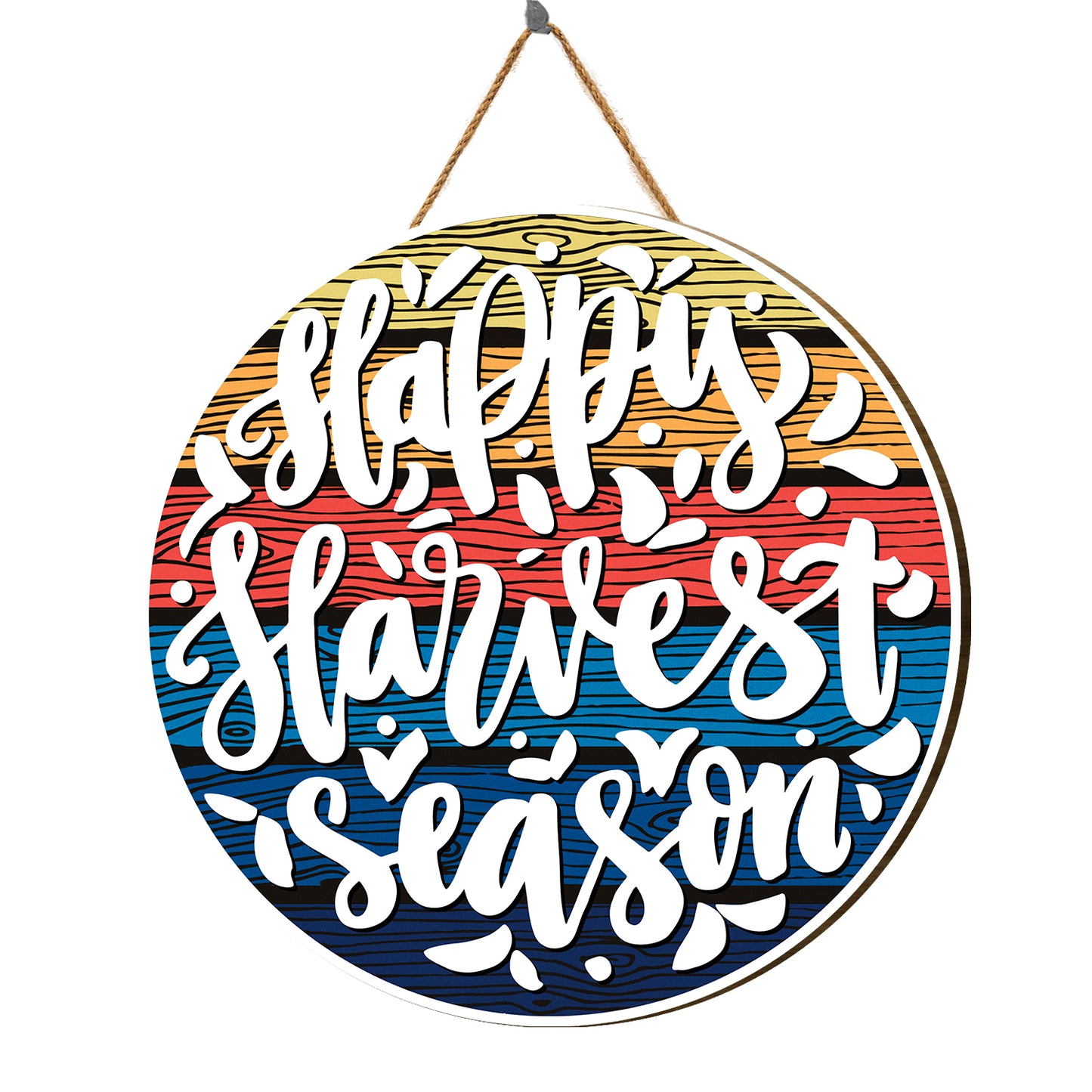 Teesdily | Thanksgiving Round Hanging Sign, Happy Harvest Season Vintage Wood Sign, Farmer Harvest Day Home Decoration, Farmhouse Wood Door Hanger