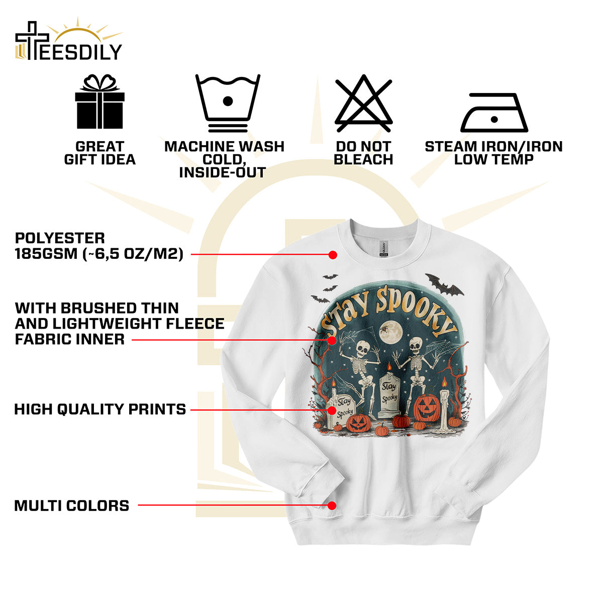 Teesdily | Skeleton Halloween Shirt, Stay Spooky Shirt, Dancing Skeleton Shirt, Retro Halloween Spooky Season Sweatshirt Hoodie Mug