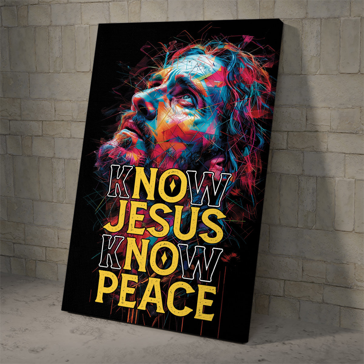 Teesdily | Jesus Portrait Art Poster, Know Jesus Know Peace Canvas Art, God Jesus Multicolor Art Posters, Religious Home Decor Gifts