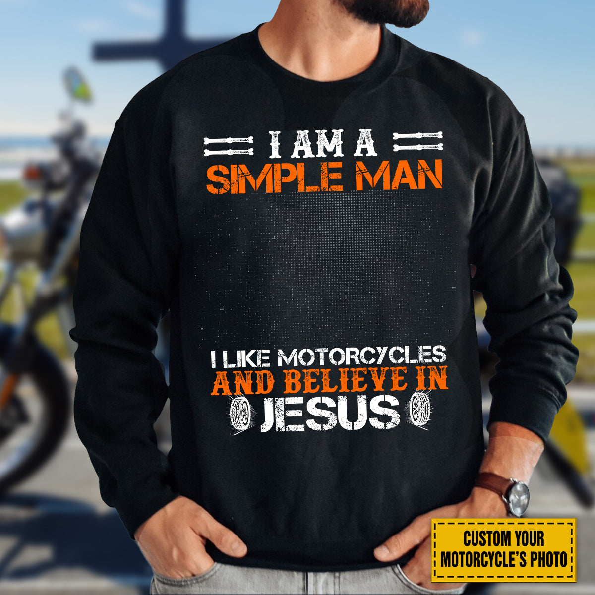 Teesdily | Customized Christian Biker Graphic Men's Shirt, I Like Motorcycles And Believe In Jesus Tee Sweatshirt Hoodie Mug, Christian Biker Gifts