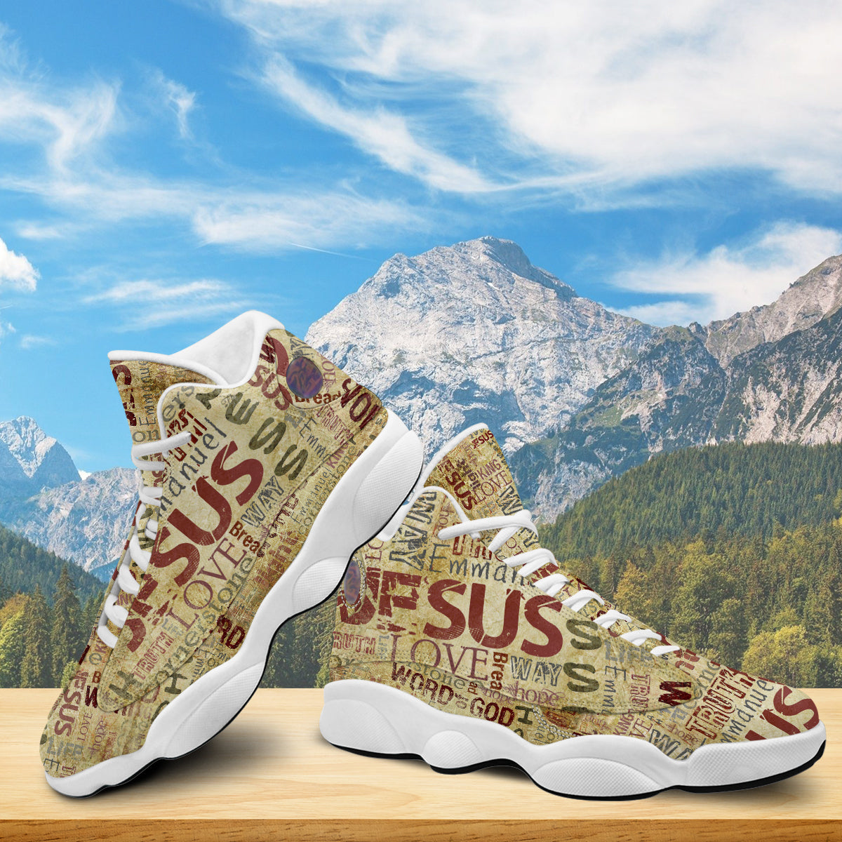 Teesdily | Religious God's Word Jesus Basketball Shoes, God Bible Verses Retro Shoes, God Lover Gifts Unisex Basketball Shoes With Thick Soles