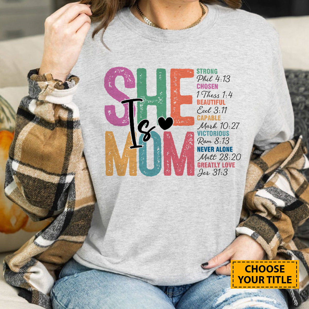 Teesdily | She Is Mom Customized Jesus Mommy Shirt, Jesus Lovers, Mother's Day Gift, Unisex Tshirt Size S-5xl