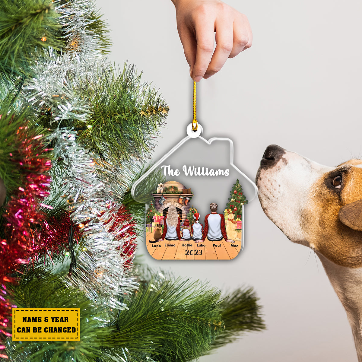 Teesdily | Customized Name Christmas Family Member Ornament Family Tree Decoration Christmas Vacation Home Decor Personalized Gifts