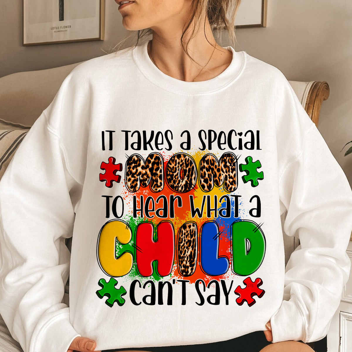 Teesdily | Autism Mom Leopard Shirt, A Mother's Special Love It Takes A Special Mom Shirt, Mothers Day Gifts, Autism Support Unisex Tshirt Hoodie Sweatshirt Size S-5Xl / Mug 11-15Oz