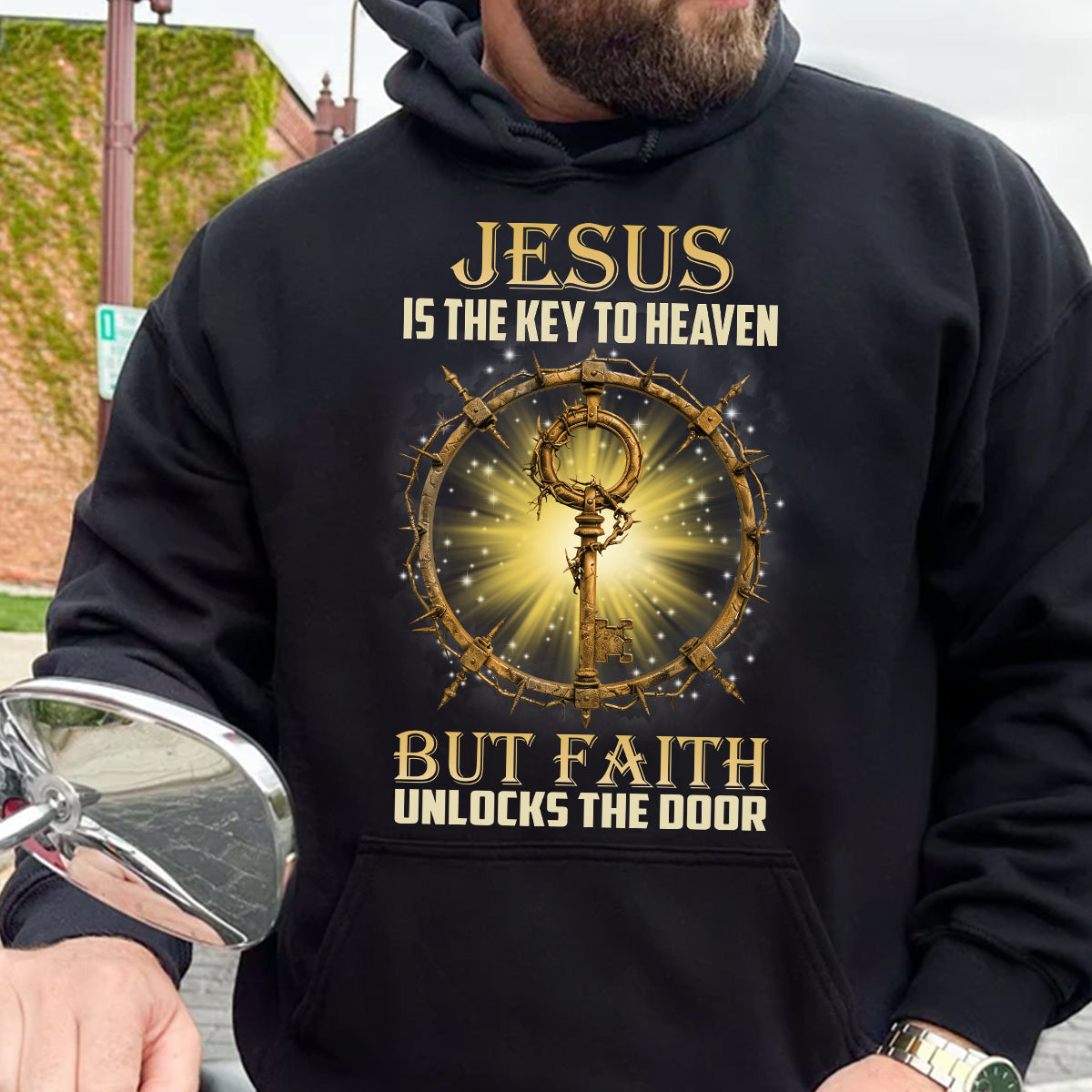 Teesdily | Jesus Christ Shirt, Jesus Is The Key To Heaven Shirt, Christian Crown Shirt, Religious Gifts Unisex Tshirt Hoodie Sweatshirt Mug