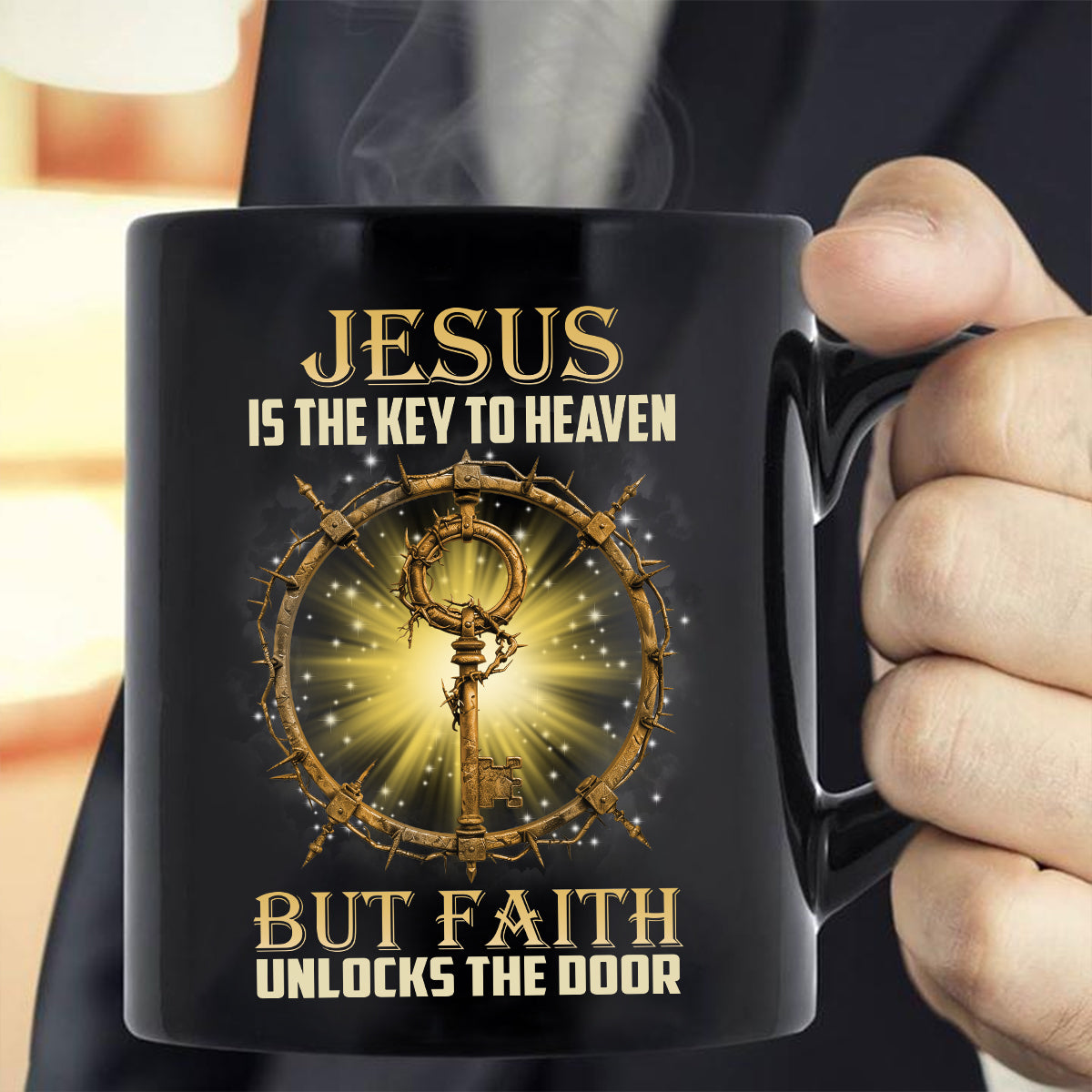 Teesdily | Jesus Christ Shirt, Jesus Is The Key To Heaven Shirt, Christian Crown Shirt, Religious Gifts Unisex Tshirt Hoodie Sweatshirt Mug