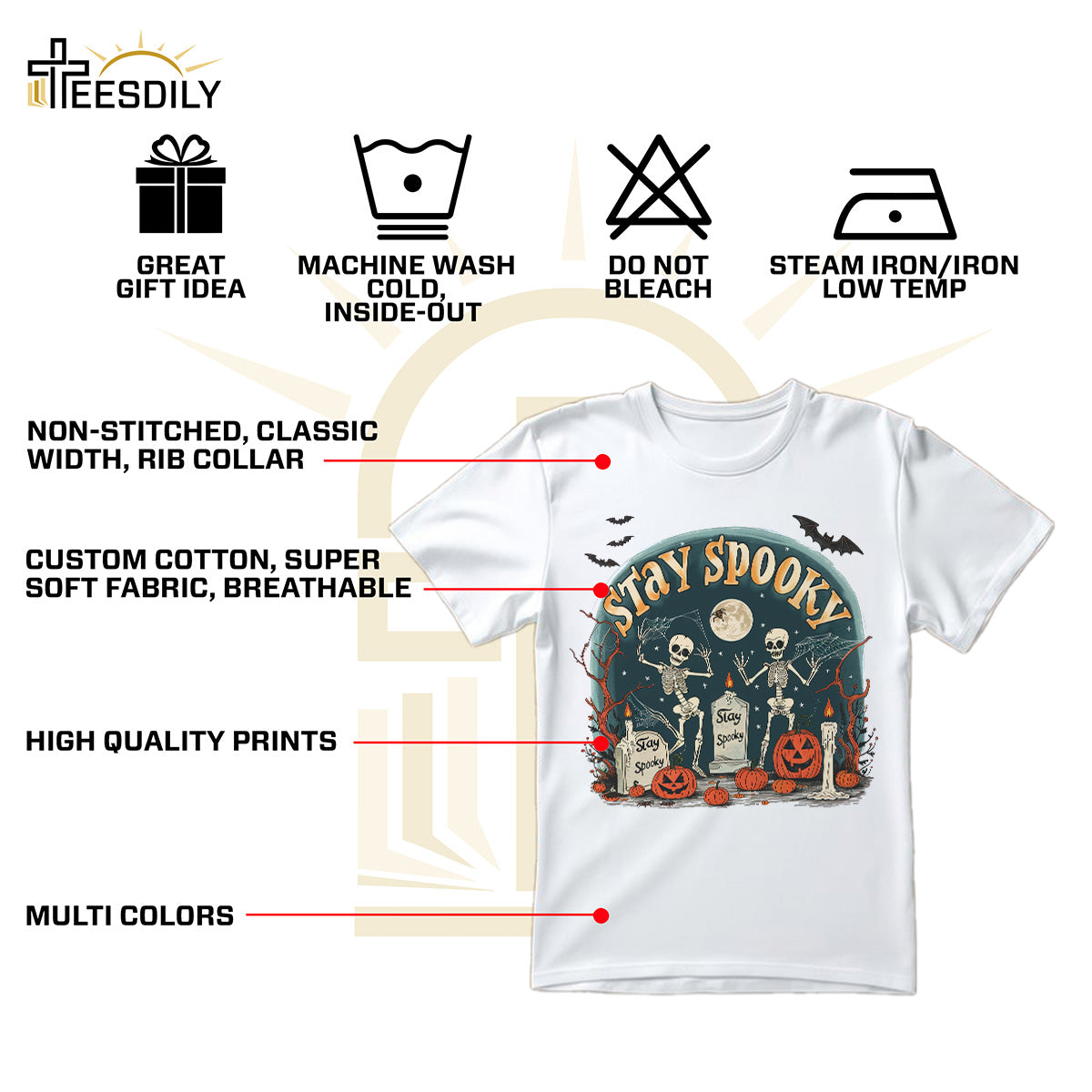 Teesdily | Skeleton Halloween Shirt, Stay Spooky Shirt, Dancing Skeleton Shirt, Retro Halloween Spooky Season Sweatshirt Hoodie Mug