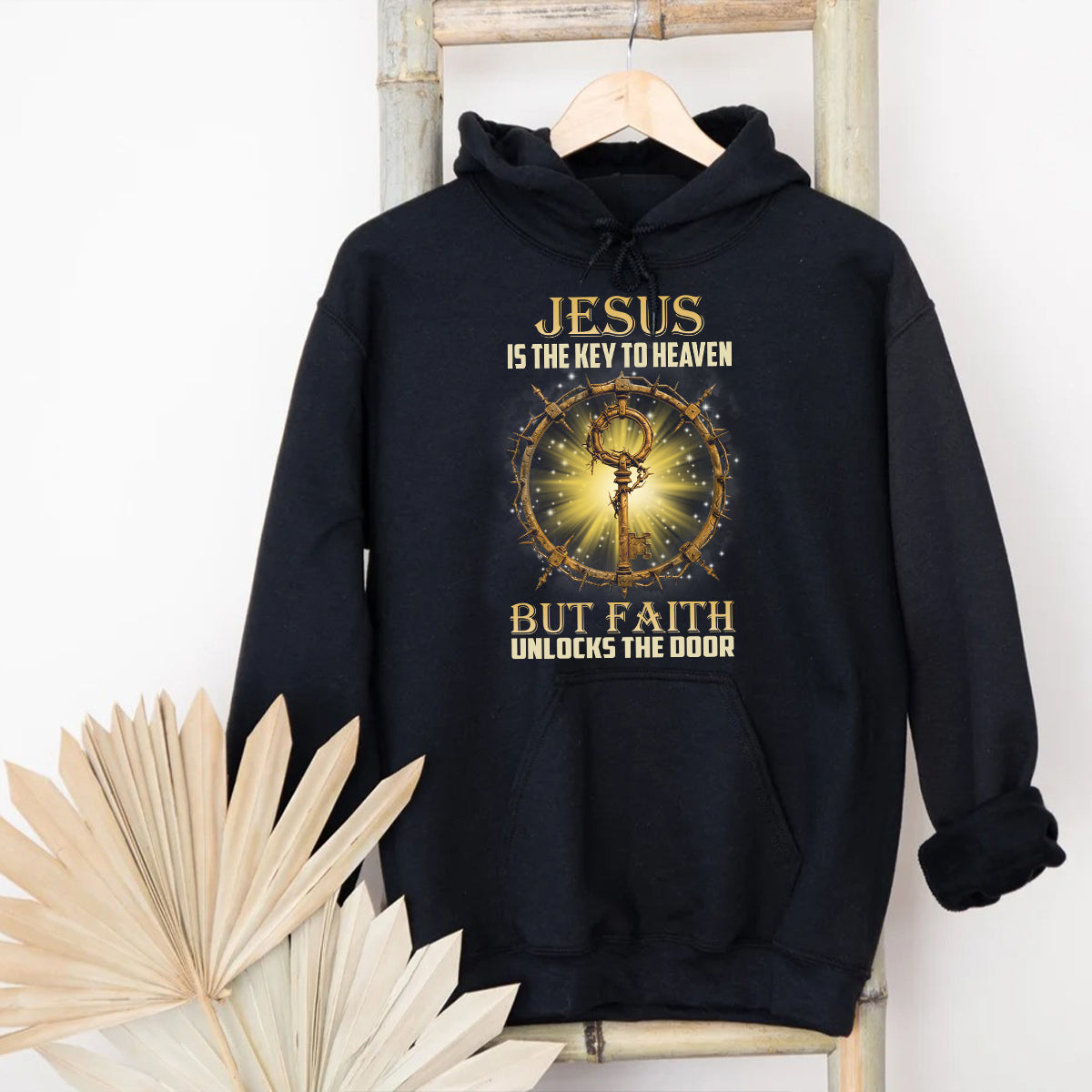 Teesdily | Jesus Christ Shirt, Jesus Is The Key To Heaven Shirt, Christian Crown Shirt, Religious Gifts Unisex Tshirt Hoodie Sweatshirt Mug