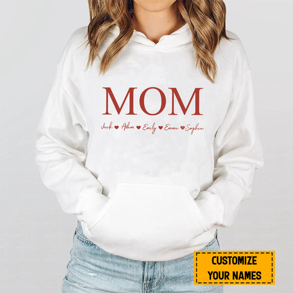 Teesdily | Mom Customized Kid Name Shirt, Mom Minimalist Style Apparel, Mothers Day Gift From Son Daughter, Personalized Gifts Unisex Tshirt Hoodie Sweatshirt Size S-5Xl / Mug 11-15Oz