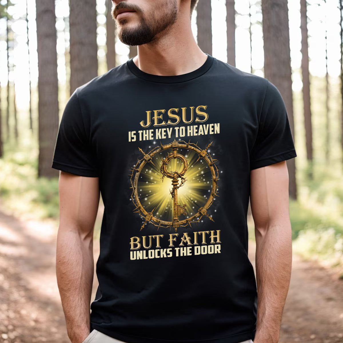 Teesdily | Jesus Christ Shirt, Jesus Is The Key To Heaven Shirt, Christian Crown Shirt, Religious Gifts Unisex Tshirt Hoodie Sweatshirt Mug