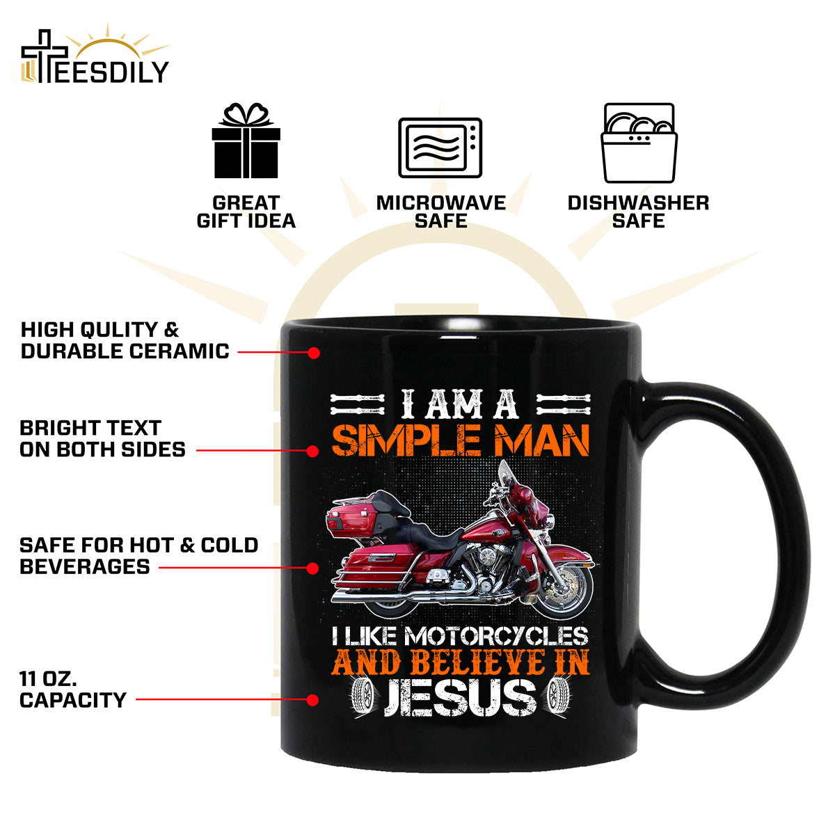 Teesdily | Customized Christian Biker Graphic Men's Shirt, I Like Motorcycles And Believe In Jesus Tee Sweatshirt Hoodie Mug, Christian Biker Gifts