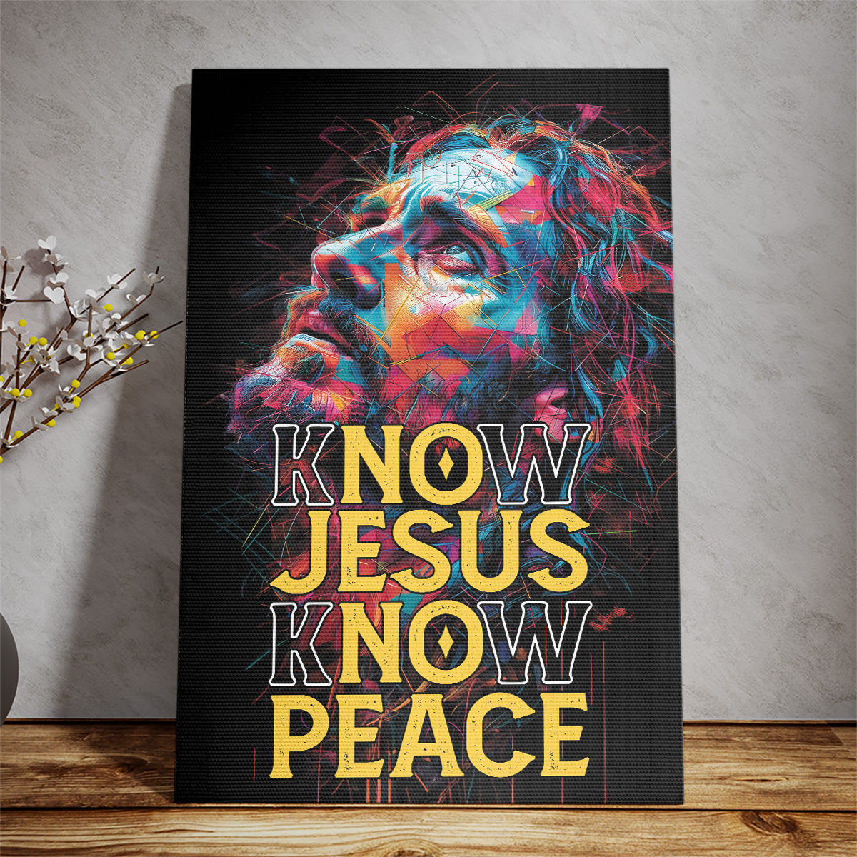 Teesdily | Jesus Portrait Art Poster, Know Jesus Know Peace Canvas Art, God Jesus Multicolor Art Posters, Religious Home Decor Gifts