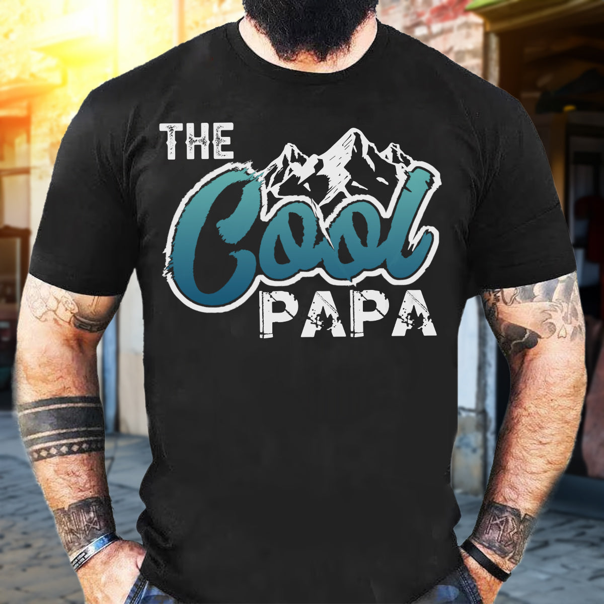 Teesdily | Papa Mountain Shirt, The Cool Papa Shirt, Father's Day Gift, Gift For Dad Unisex T-shirt Hoodie Sweatshirt Size S-5XL / Mug 11-15oz