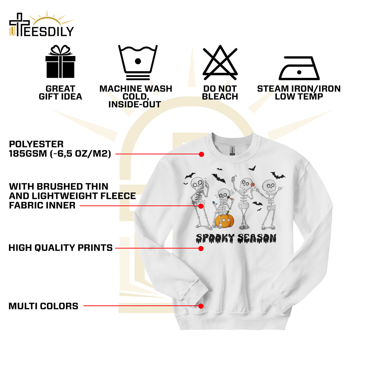 Teesdily | Funny Skeleton Halloween Shirt, Spooky Season Sweatshirt Hoodie Mug, Pumpkn Bat Skeleton Dancing Fall T-shirt, Gift For Halloween Holiday