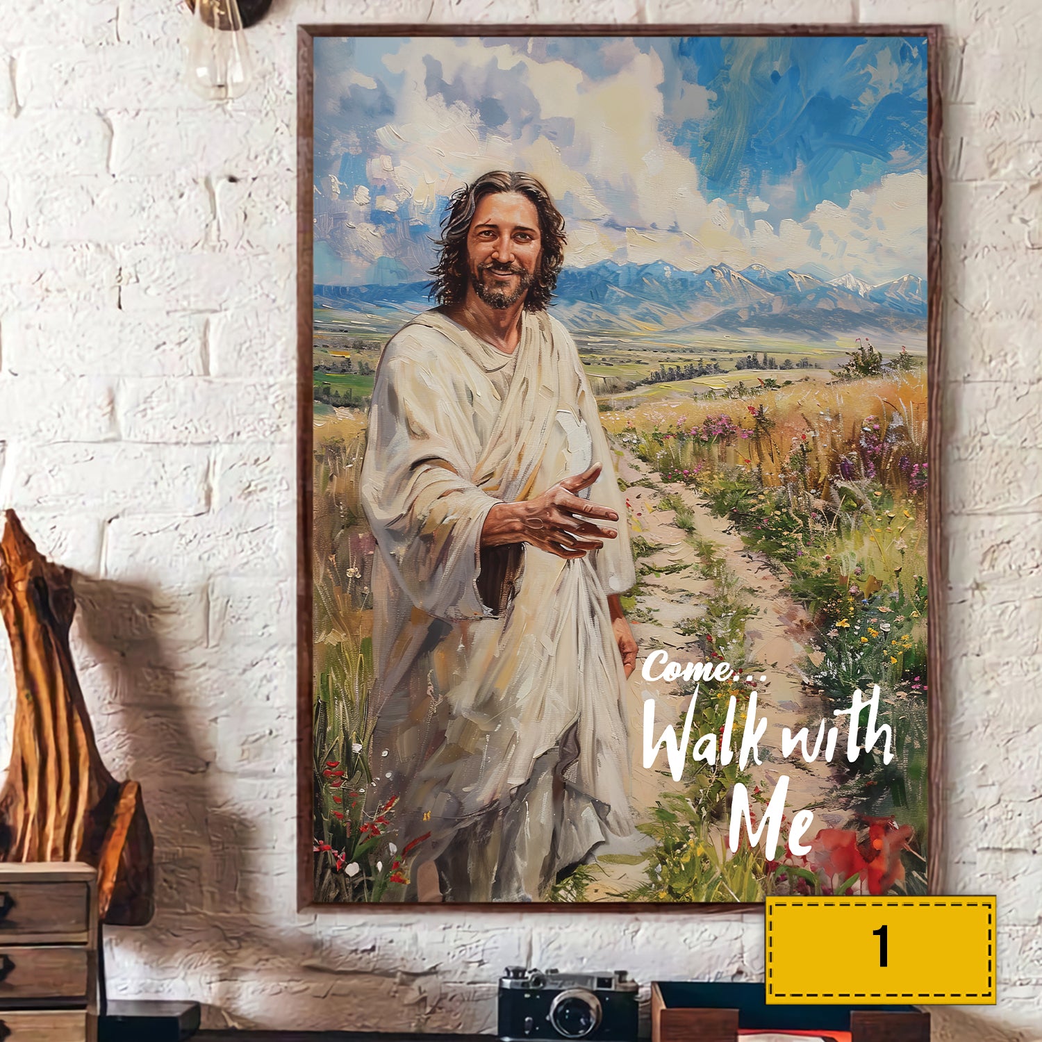 Teesdily | Jesus Come Walk With Me Poster, Walking With Jesus Poster, Walk With Christ Poster, God Art Painting Print, Poster No Frame/ Wrapped Canvas