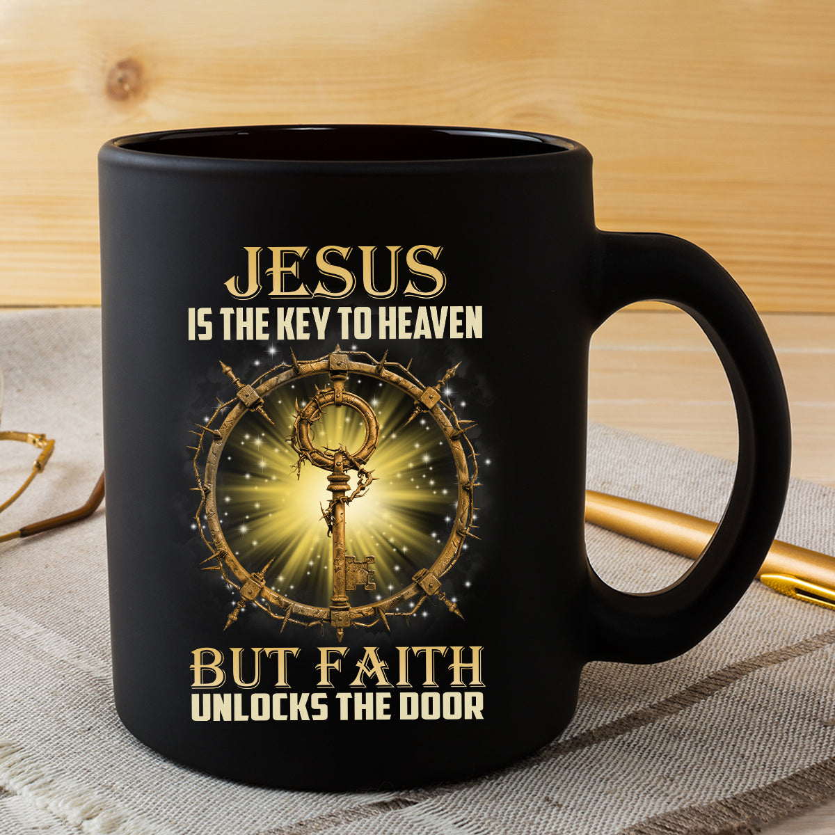 Teesdily | Jesus Christ Shirt, Jesus Is The Key To Heaven Shirt, Christian Crown Shirt, Religious Gifts Unisex Tshirt Hoodie Sweatshirt Mug