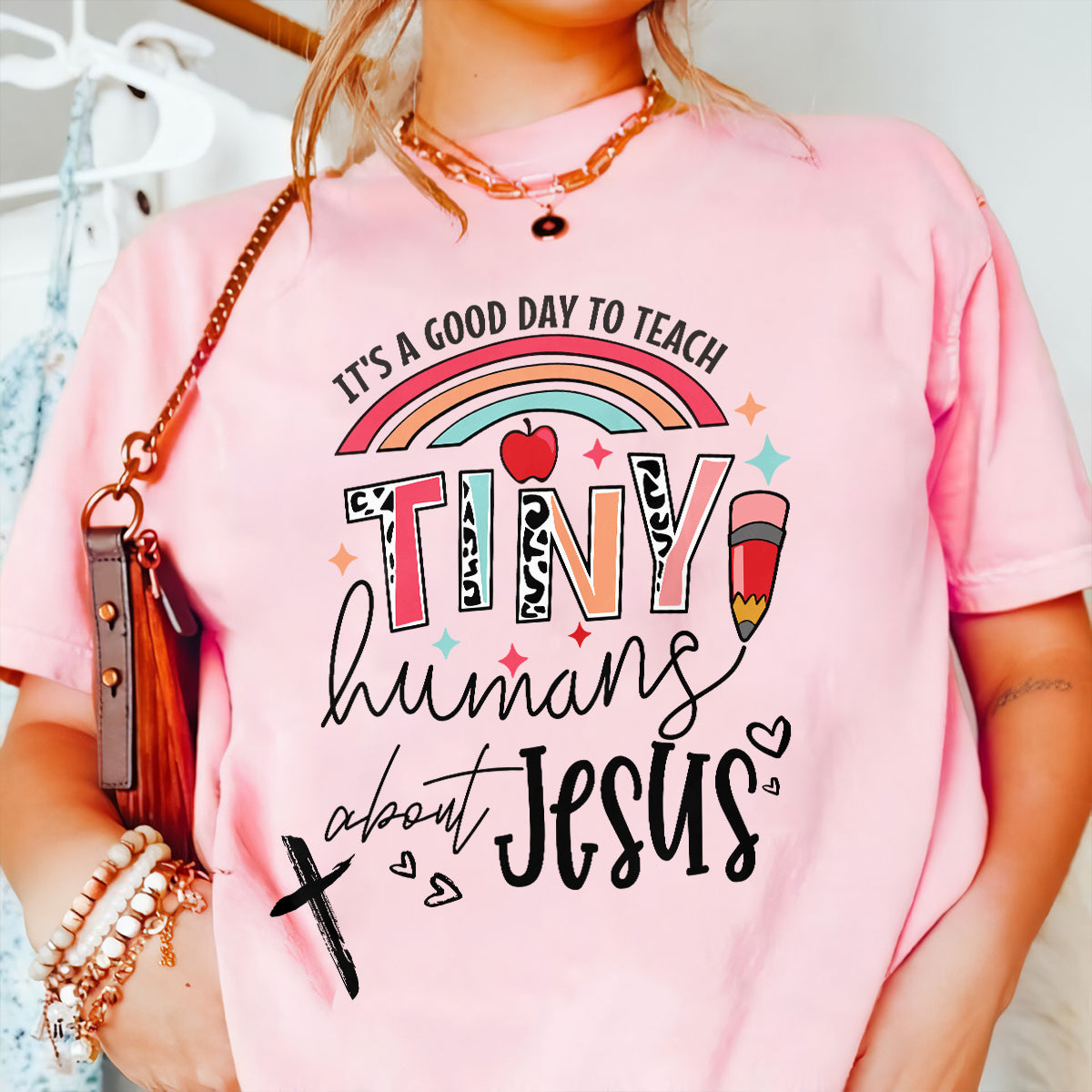 Teesdily | Jesus Teacher Shirt, It's A Good Day To Teach Tiny Humans About Jesus Tee Sweatshirt Hoodie Mug, Jesus Lovers Gifts, Teaching Gifts