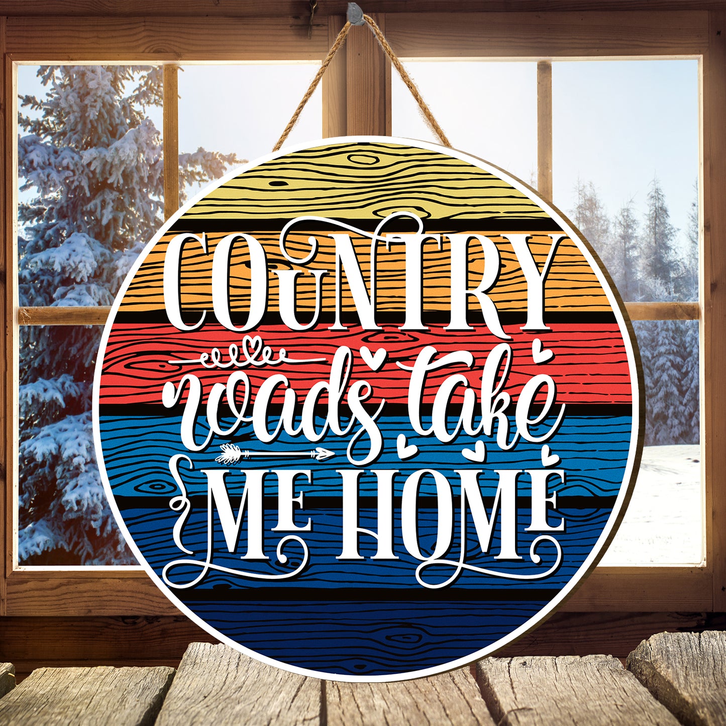 Teesdily | Thanksgiving Front Door Sign, Country Roads Take Me Home Vintage Hanging Sign, Thanksgiving Harvest Day Home Decor, Farmhouse Door Sign