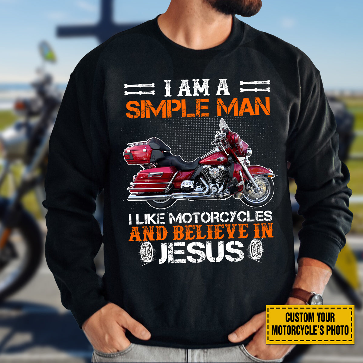 Teesdily | Customized Christian Biker Graphic Men's Shirt, I Like Motorcycles And Believe In Jesus Tee Sweatshirt Hoodie Mug, Christian Biker Gifts