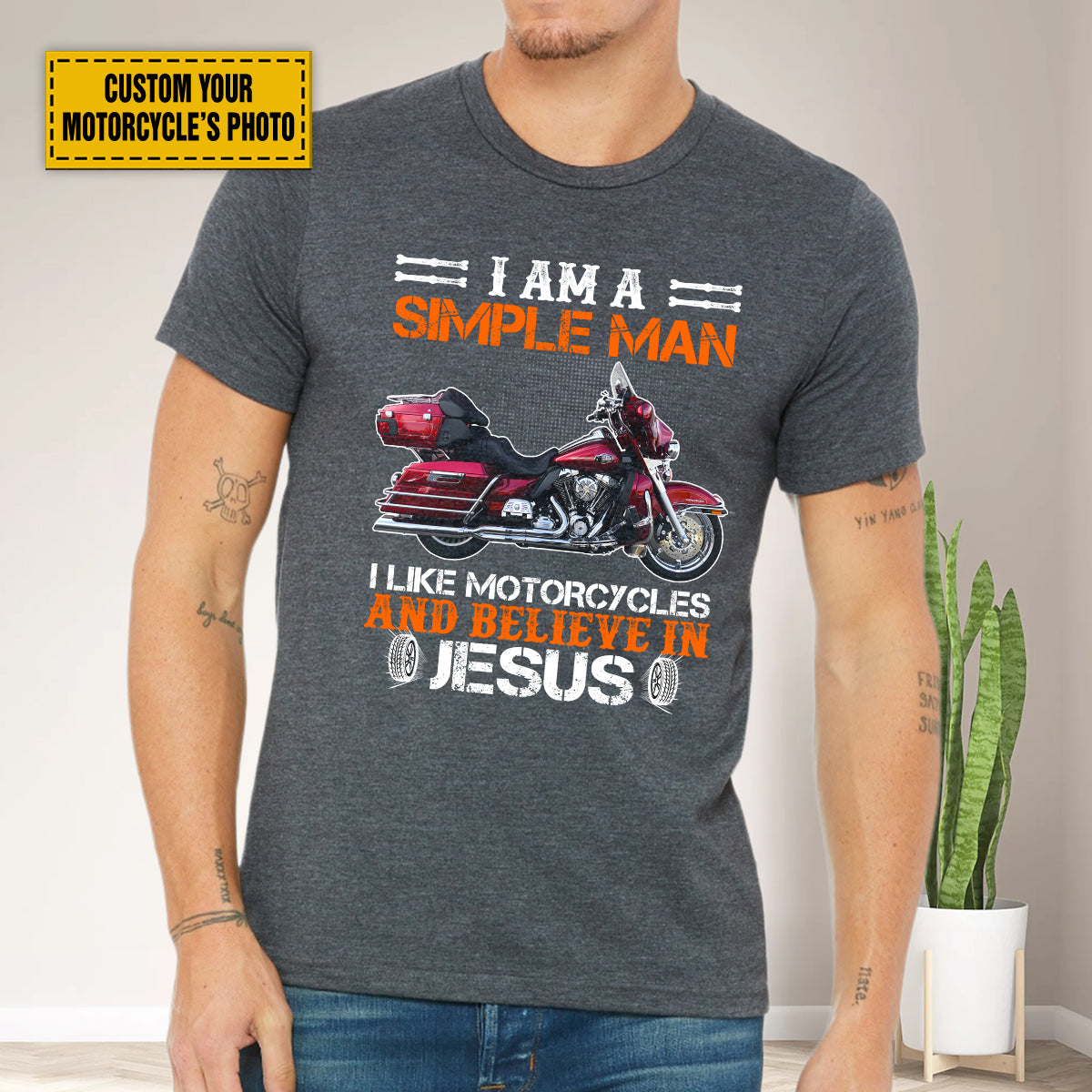 Teesdily | Customized Christian Biker Graphic Men's Shirt, I Like Motorcycles And Believe In Jesus Tee Sweatshirt Hoodie Mug, Christian Biker Gifts