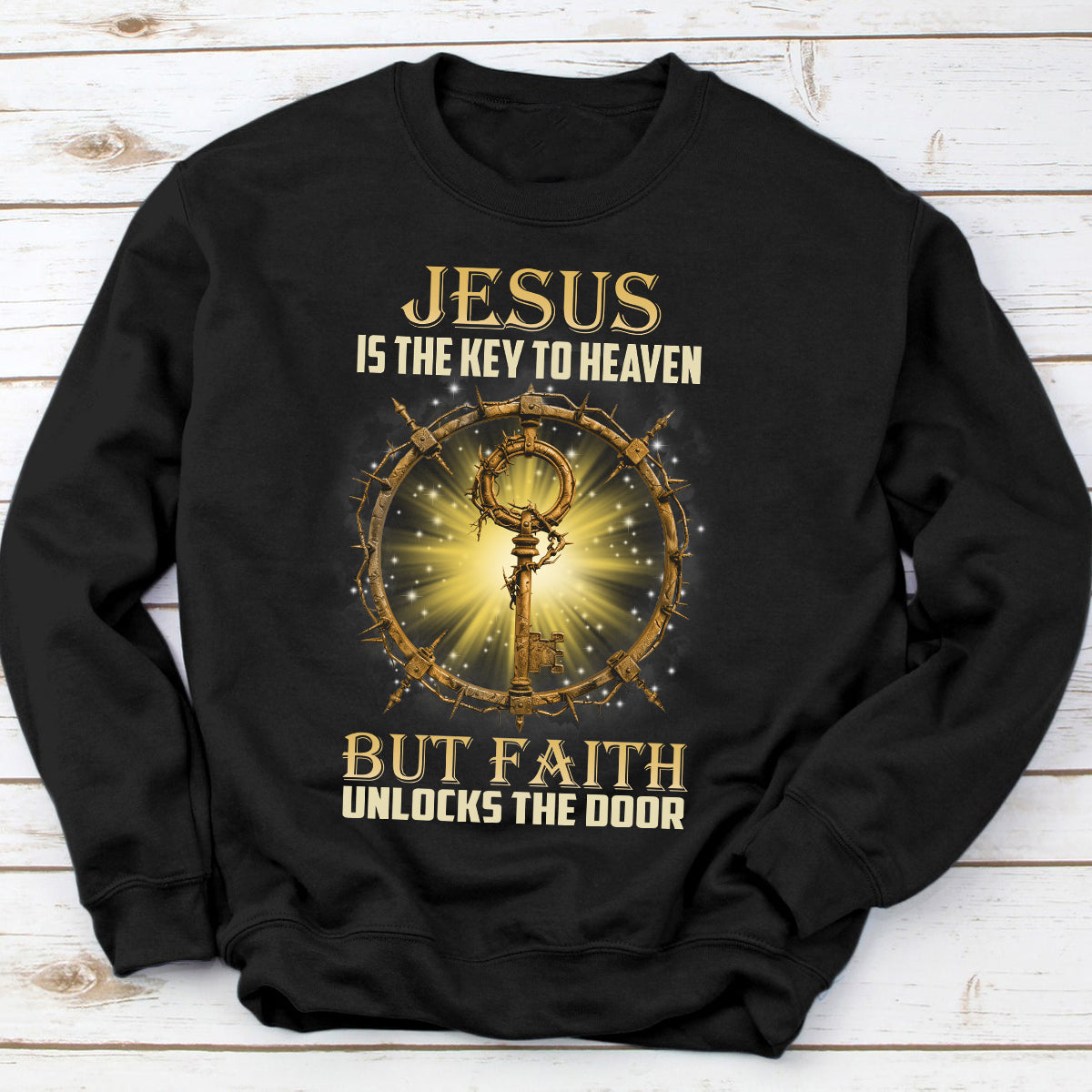 Teesdily | Jesus Christ Shirt, Jesus Is The Key To Heaven Shirt, Christian Crown Shirt, Religious Gifts Unisex Tshirt Hoodie Sweatshirt Mug