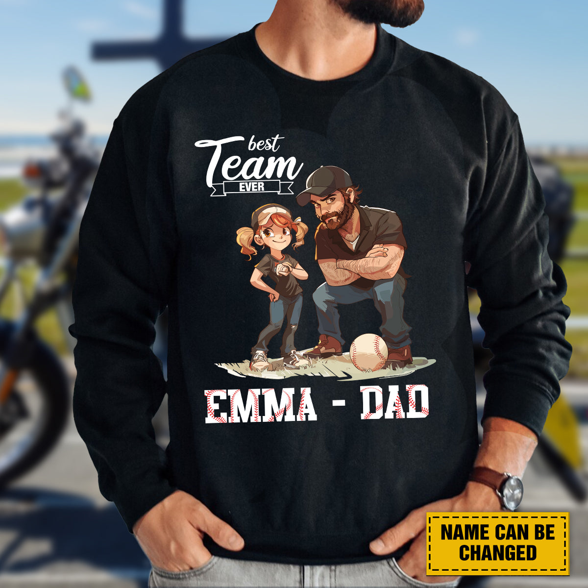 Teesdily | Customized Best Team Ever Shirt, Baseball Dad Shirt, Father Daughter Gift, Dad Tee, Unisex Tshirt Hoodie Sweatshirt Size S-XL / Mug 11-15oz