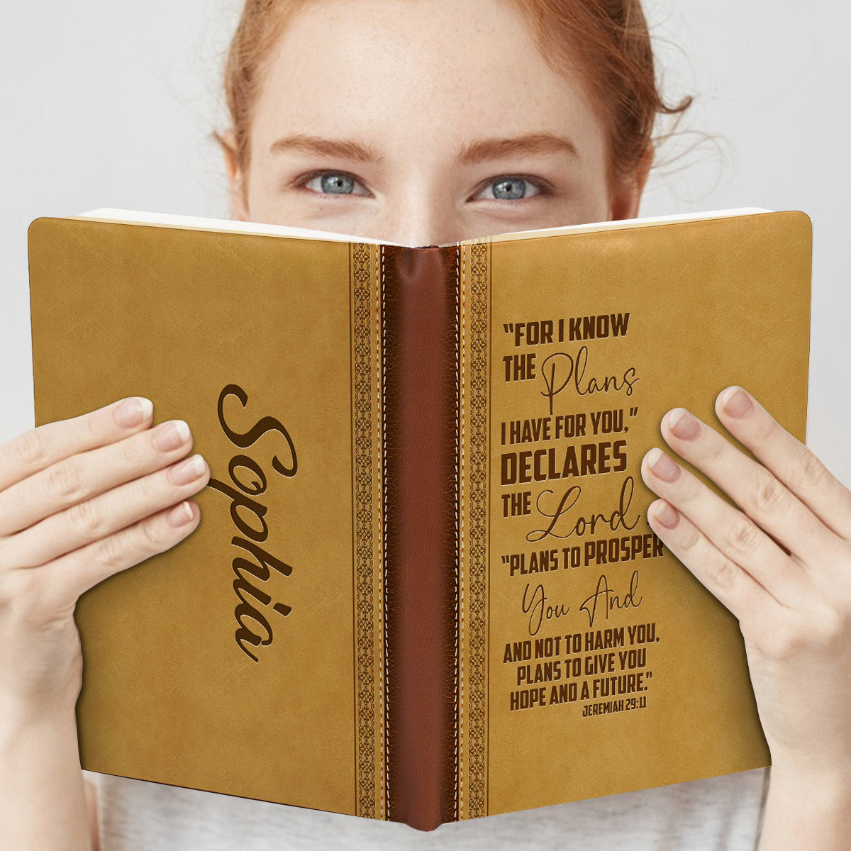 Teesdily | Customized Bibles Verses Christian Notebook, God Lord Plans Journaling Notebooks, Gift For Jesus Lovers, Christian Leather Journal