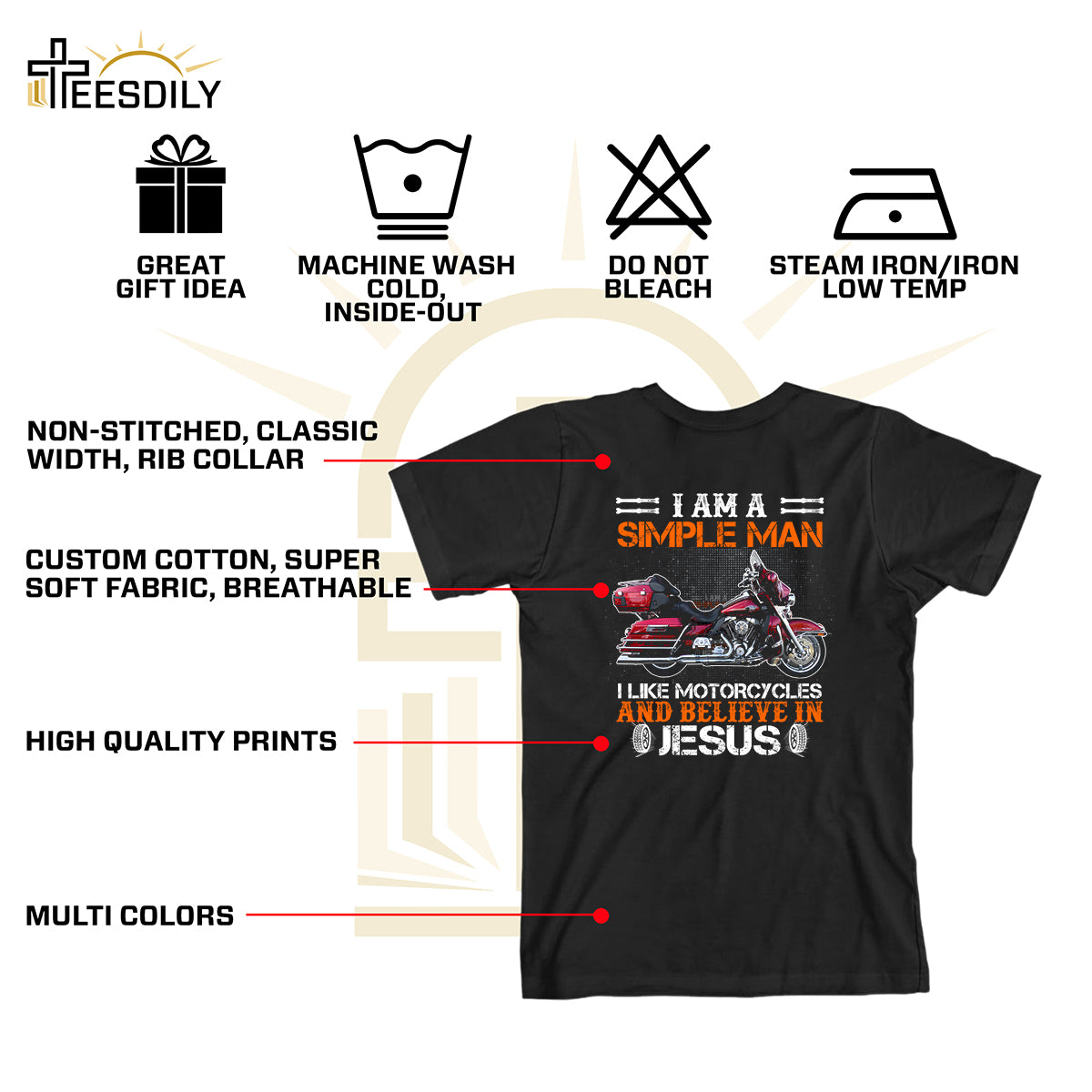 Teesdily | Customized Christian Biker Graphic Men's Shirt, I Like Motorcycles And Believe In Jesus Tee Sweatshirt Hoodie Mug, Christian Biker Gifts