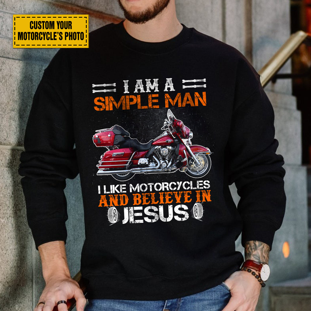 Teesdily | Customized Christian Biker Graphic Men's Shirt, I Like Motorcycles And Believe In Jesus Tee Sweatshirt Hoodie Mug, Christian Biker Gifts