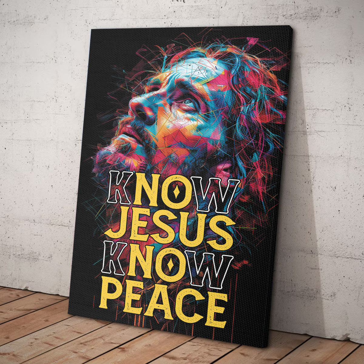 Teesdily | Jesus Portrait Art Poster, Know Jesus Know Peace Canvas Art, God Jesus Multicolor Art Posters, Religious Home Decor Gifts