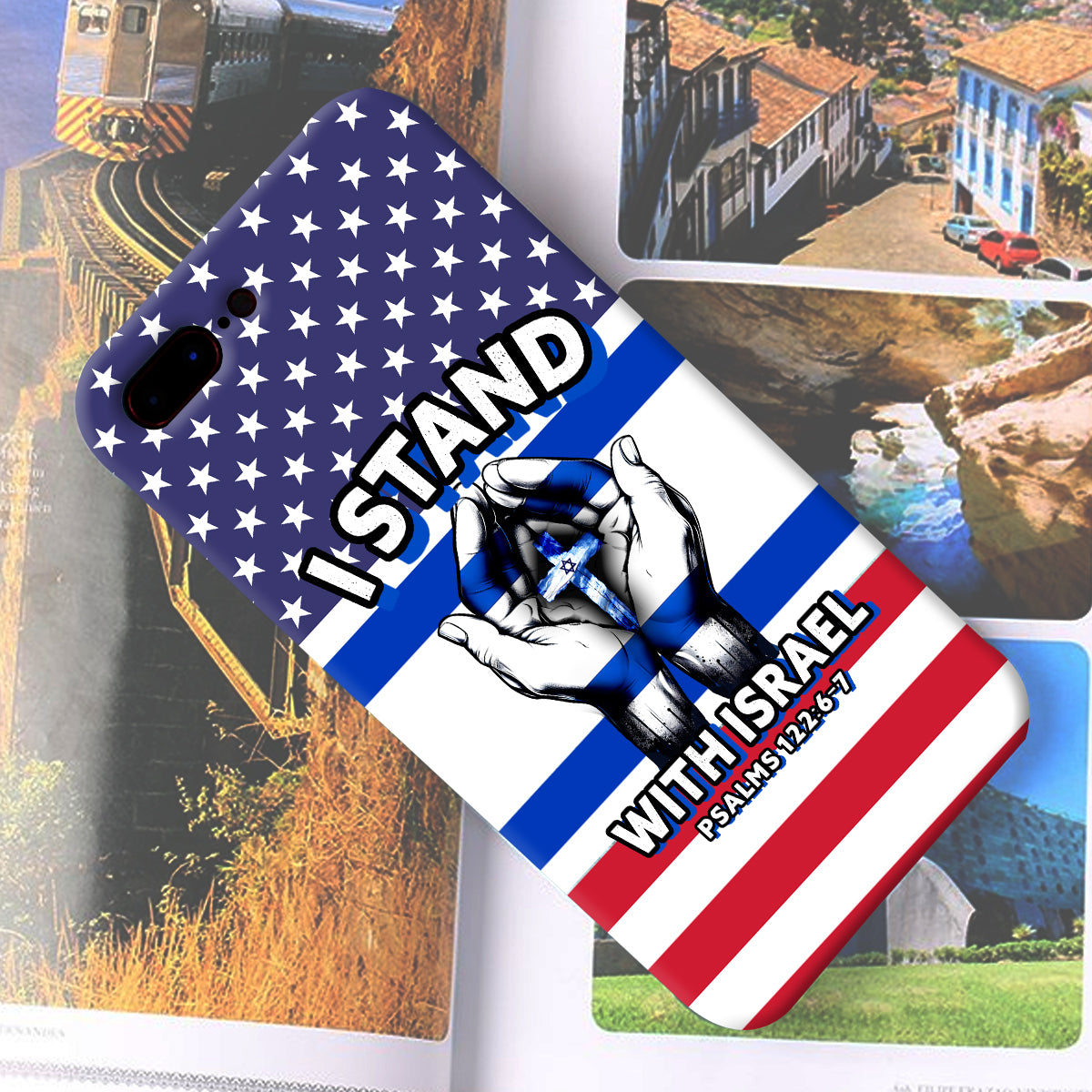 Teesdily | I Stand With Israel Psalms 122:6-7 , Jesus Lovers, Israel, Phone Case Cover For Iphone & Samsung