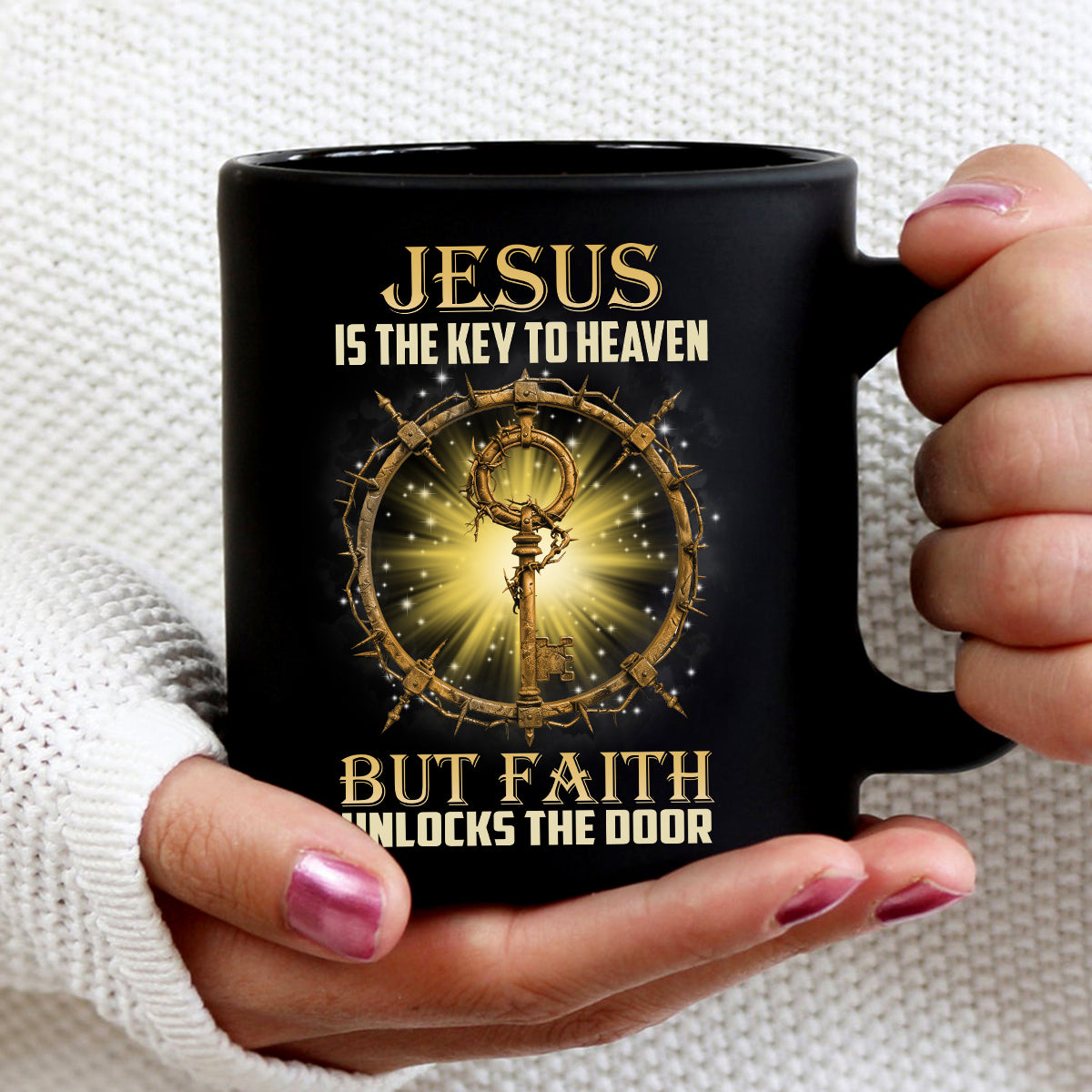 Teesdily | Jesus Christ Shirt, Jesus Is The Key To Heaven Shirt, Christian Crown Shirt, Religious Gifts Unisex Tshirt Hoodie Sweatshirt Mug