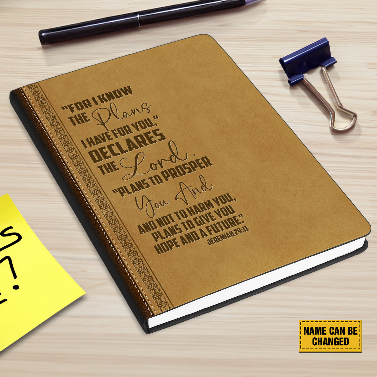 Teesdily | Customized Bibles Verses Christian Notebook, God Lord Plans Journaling Notebooks, Gift For Jesus Lovers, Christian Leather Journal