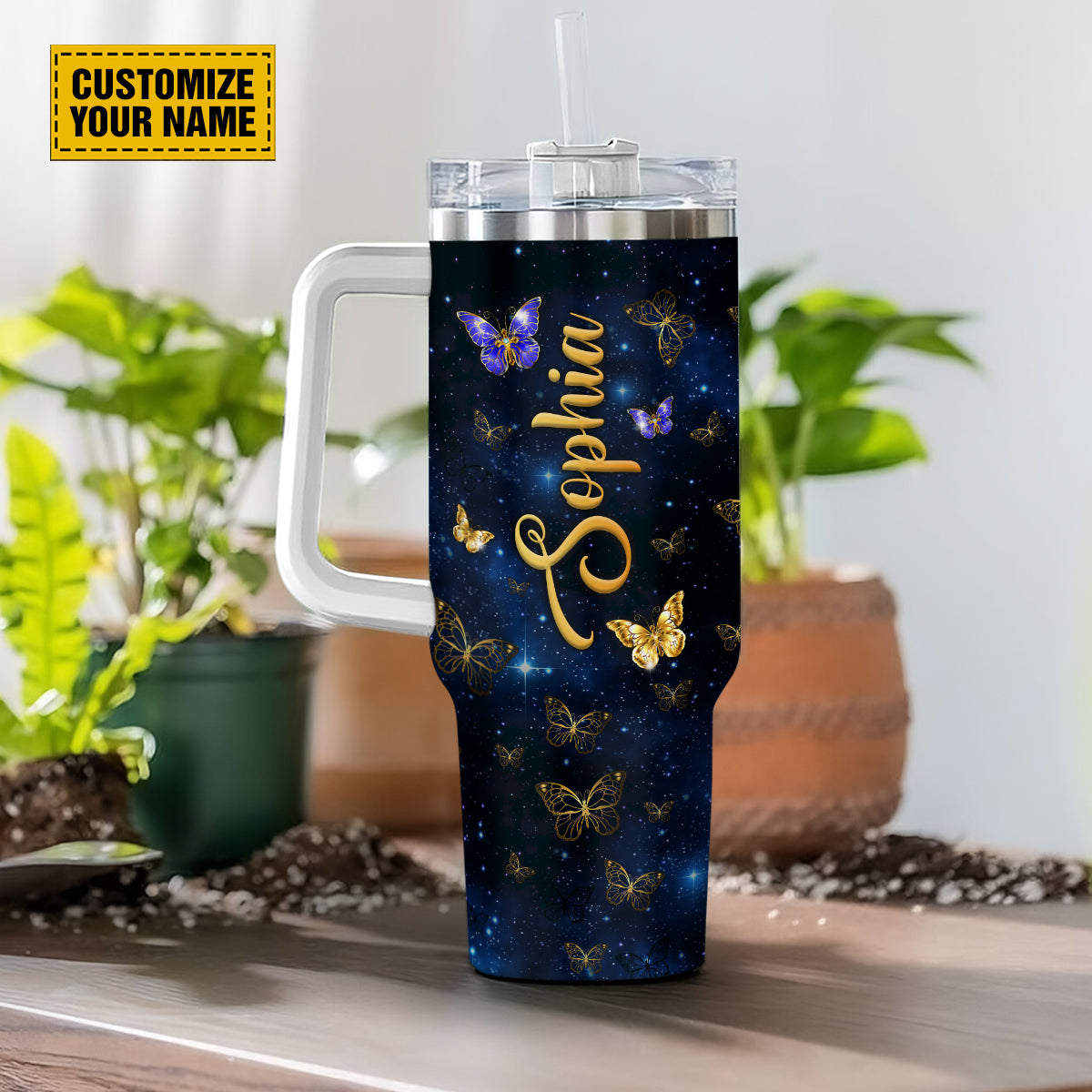 Teesdily | Butterfly Jewelry Personalized Tumbler, God Faith Hope Love Insulated Tumbler, Gift For Faith Women Christian 40oz Tumbler