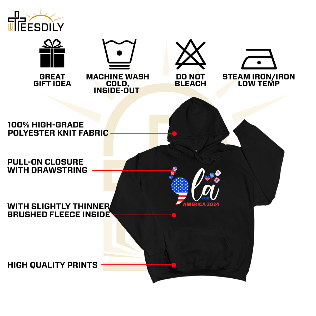 Teesdily | Comma La Shirt, Comma La For America T-shirt, 2024 American Flag Balloon Sweatshirt Hoodie Mug, Patriot Gift, Madame Leader