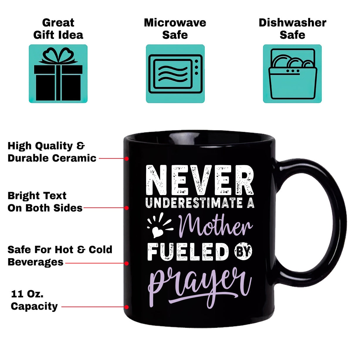 Teesdily | Customized Christian Mom Casual Shirt, Never Underestimate A Mother Fueled By Prayer, Jesus Hoodie Sweatshirt Mug