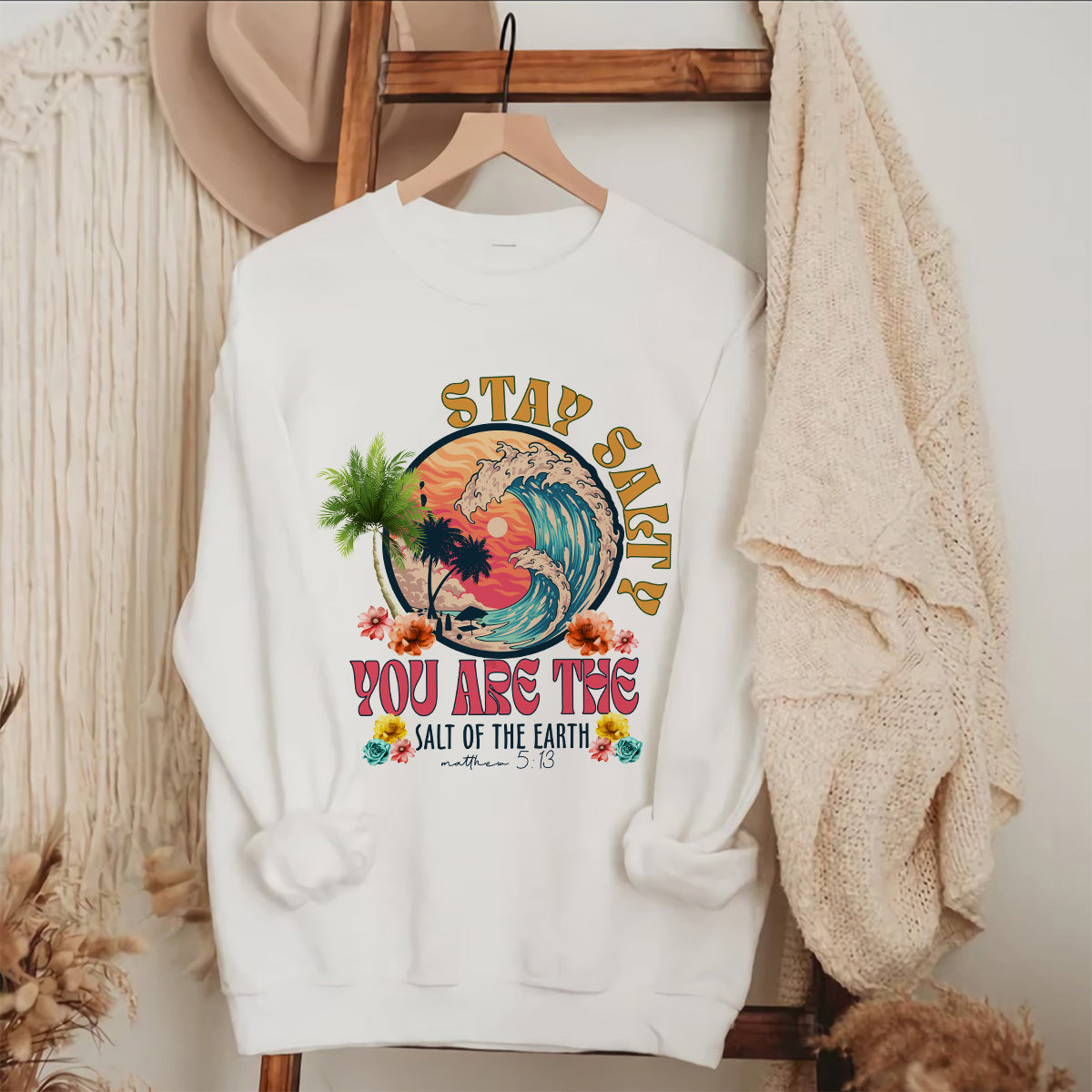 Teesdily | Stay Salty You Are The Salt Of The Earth Shirt, Matthew 5 13 Bible Verse Shirt, Vintage 90S Style Unisex Tshirt Hoodie Sweatshirt Mug