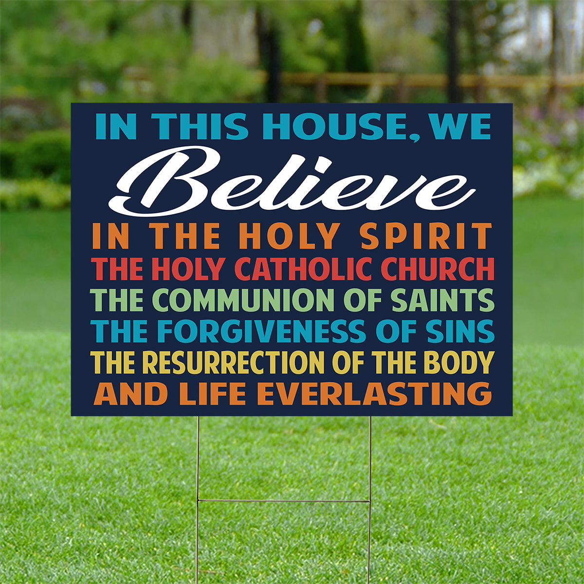 Teesdily | Jesus Yard Sign, In This House We Believe In The Holy Spirit Flag Garden Lawn Sign, Jesus Christ Banner Outdoor Sign, Jesus Lovers Gifts