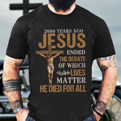 Teesdily | Jesus Crucifixion Shirt, Jesus He Die For All Shirt, Christian Bible Inspired Tee, Christian Religious Unisex Tshirt Hoodie Sweatshirt Mug