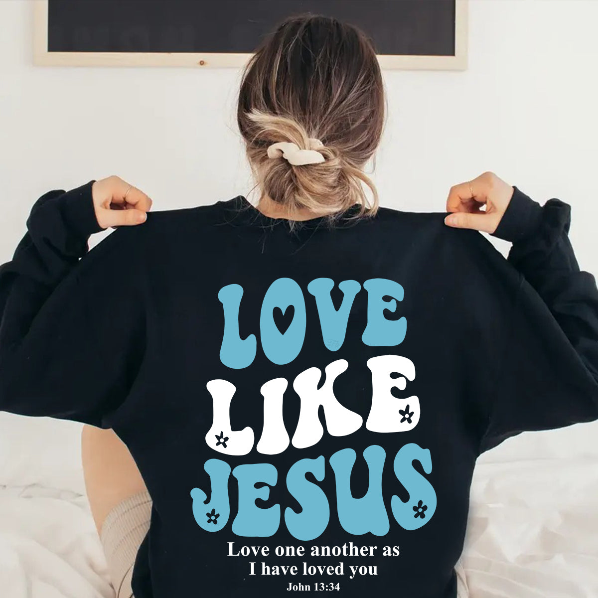 Teesdily | Love Like Jesus 13 34 Casual Shirt, Christian Graphic Hoodie Sweatshirt Mug, Christian Typography Backside Shirt, Christian Gift For Teens