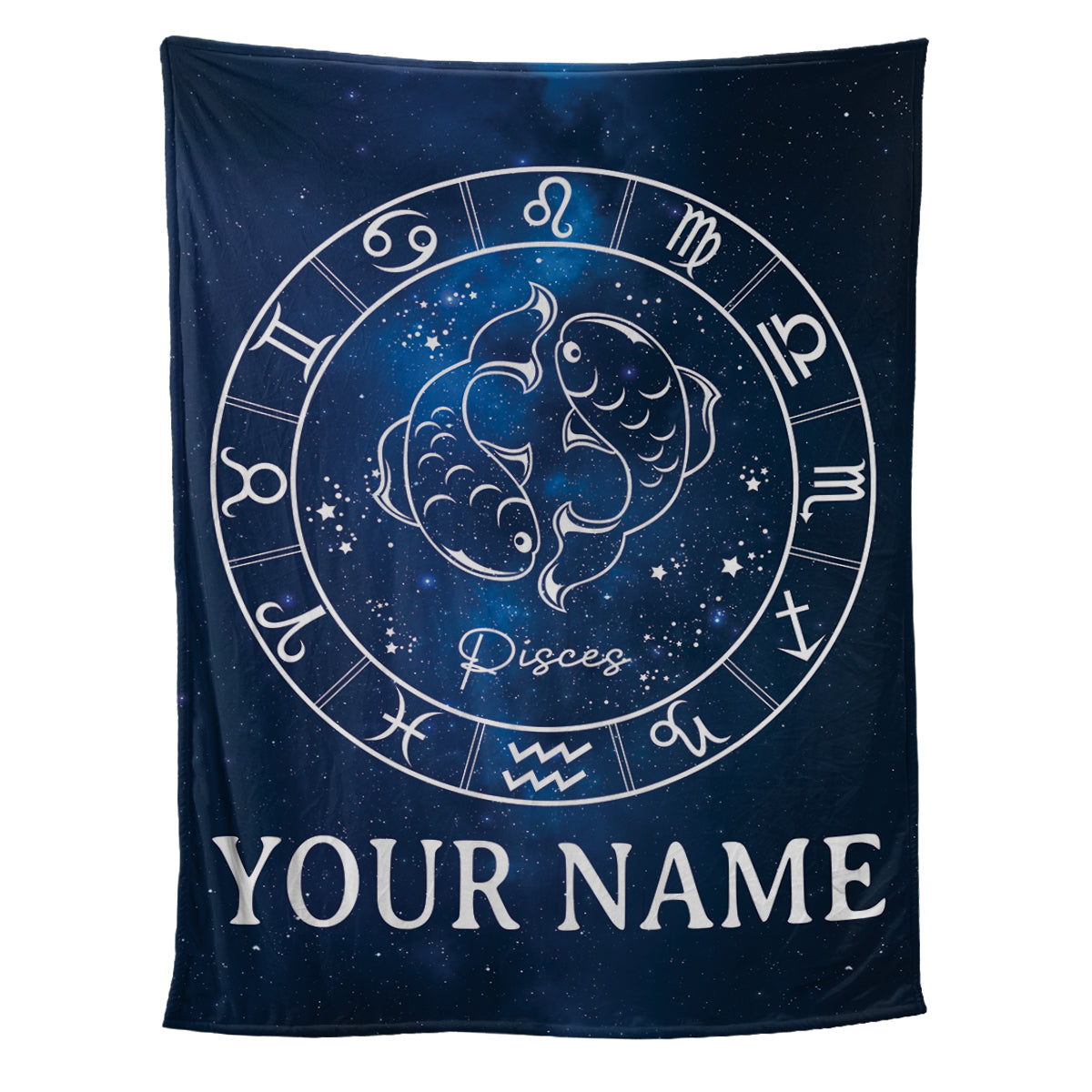 Teesdily | Pisces Personalized Fleece Blanket With Name Horoscope Design Sherpa Blanket Zodiac Sign Constellation Astrology Adult Kid Birthday Gifts