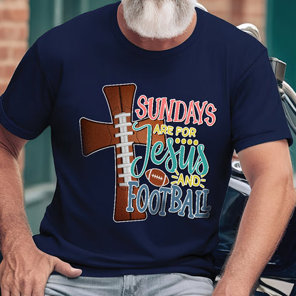 Teesdily | Christian Sundays Are For Jesus And Football Shirt, Jesus Cross Football Sweatshirt, Halftime Show Hoodie Mug Sport Gift