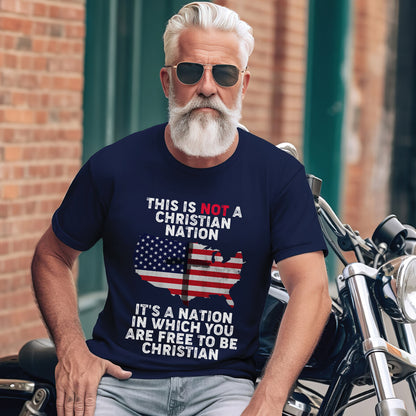 Teesdily | American Flag Jesus Cross Shirt, It's A Nation In Which You Are Free To Be Christian Tee Sweatshirt Hoodie Mug, Independence Day Gifts