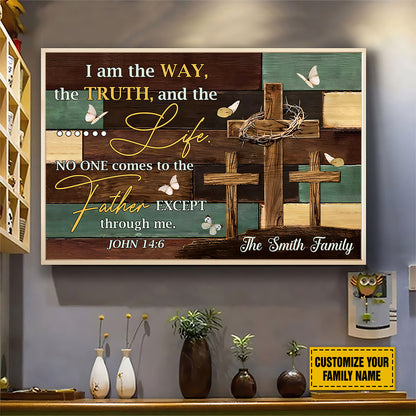 Teesdily | Personalized Jesus Cross Art Poster, I Am The Way The Truth And The Life Canvas, God Faith Believers Christian Gifts, Religious Poster