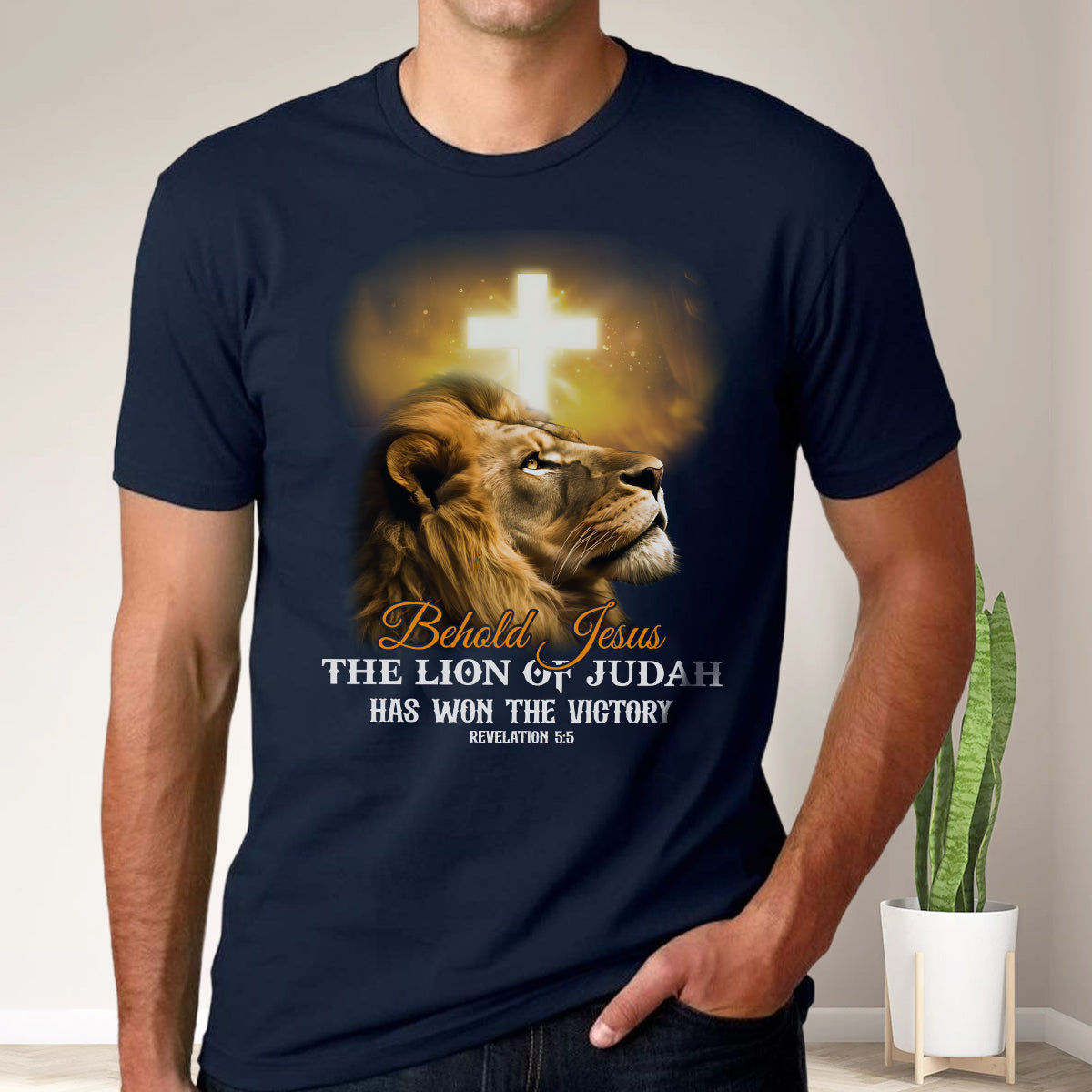 Teesdily | The Lion Of Judah Jesus Shirt, Behold Jesus The Lion Of Judah Has Won Victory, Lion Of Judah Hoodie Sweatshirt, Behold Mug