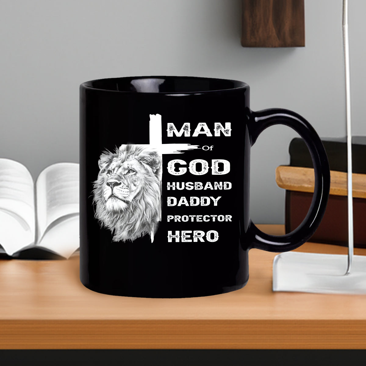 Teesdily | Jesus Lion Cross Shirt, Man Of God Husband Daddy Protector Hero, Jesus Lover Gift, Unisex Tshirt Hoodie Sweatshirt Mug