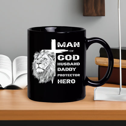 Teesdily | Jesus Lion Cross Shirt, Man Of God Husband Daddy Protector Hero, Jesus Lover Gift, Unisex Tshirt Hoodie Sweatshirt Mug